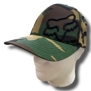 FOX RACING Hat Adult 2XL Stretch Camo Head‎ Flexfit 45 Puff Embroidery Cap